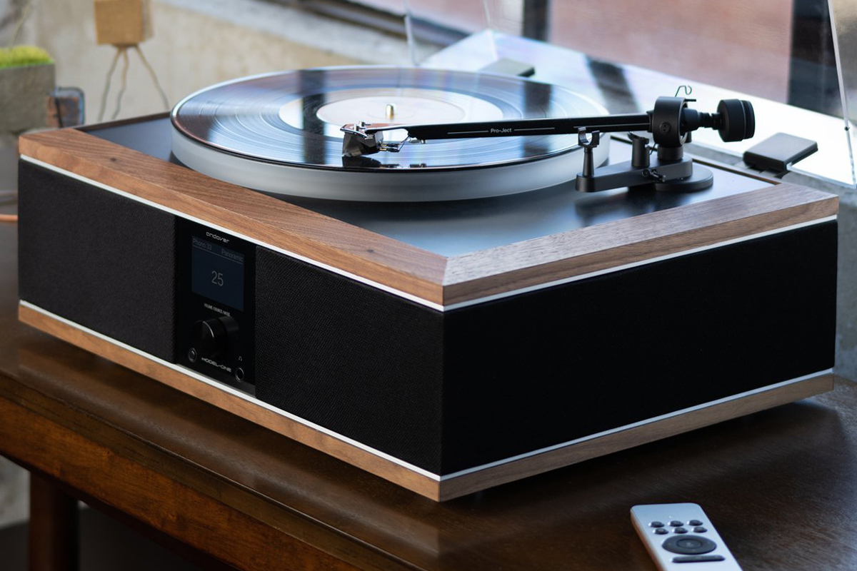 music system with record player